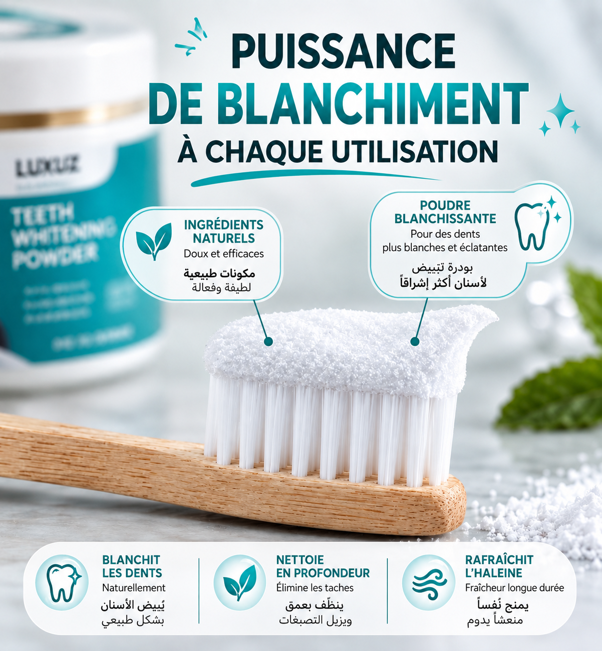 LUXUZ™ – Poudre Blanchissante pour les Dents