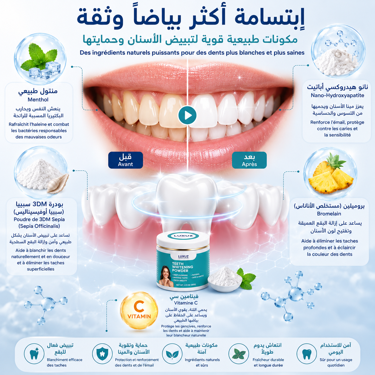 LUXUZ™ – Poudre Blanchissante pour les Dents